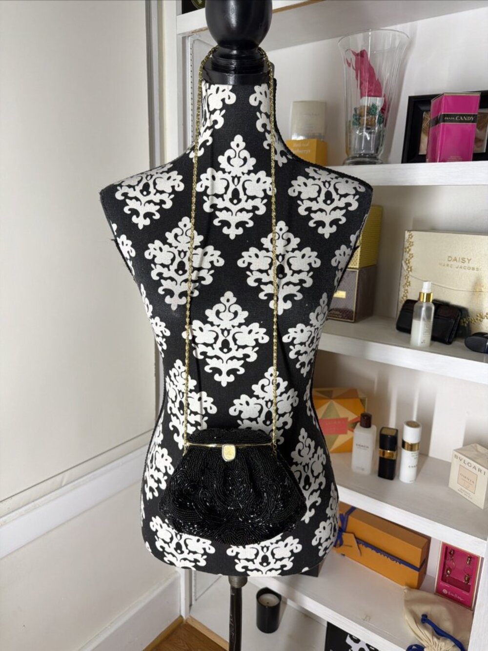 Women's Vintage Gorgeous Nordstrom Evening Heavy Beaded Black Bag Purse Nice